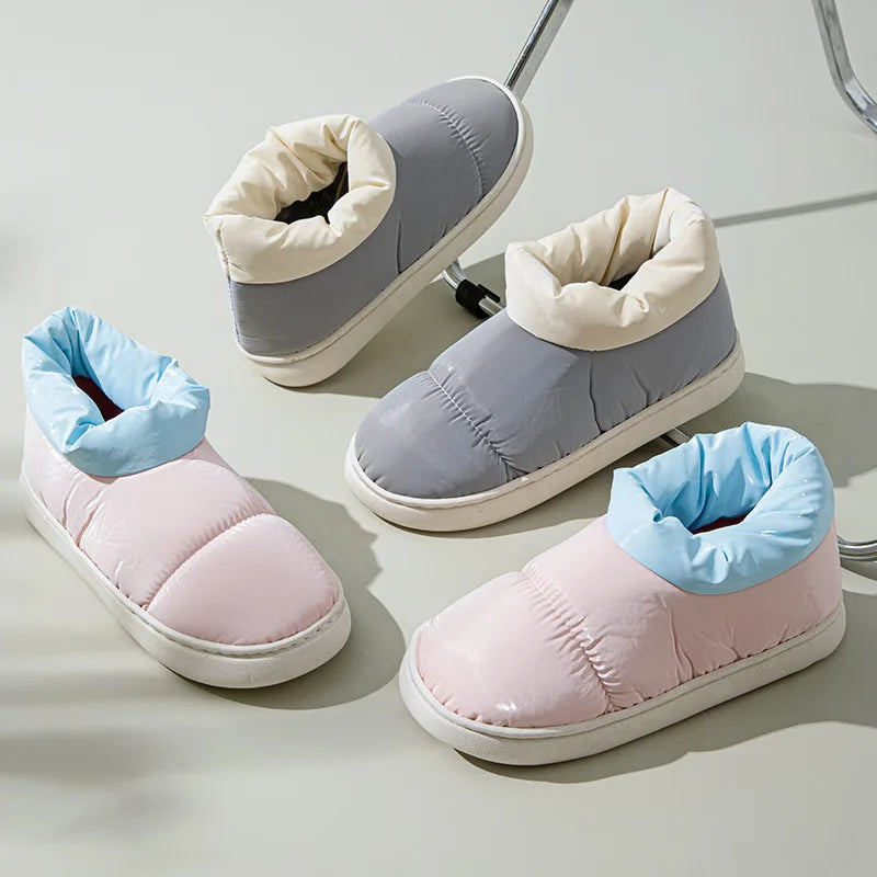 Women's High-End down Fabric Short Boots, Winter Thick-Soled Outdoor Wear, Student Fashion, Couple Indoor Warm, Waterproof, Non-Slip, Thickened