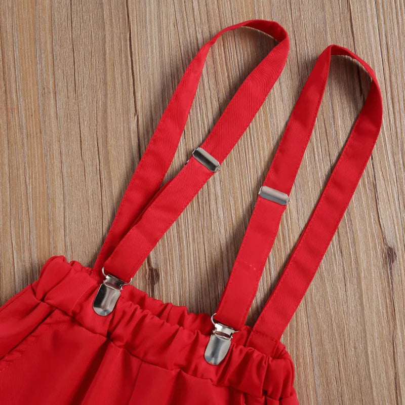 Ensemble de Noël pour bébé garçon de 1 à 6 ans : chemise à manches courtes avec nœud papillon et bretelles, short assorti.