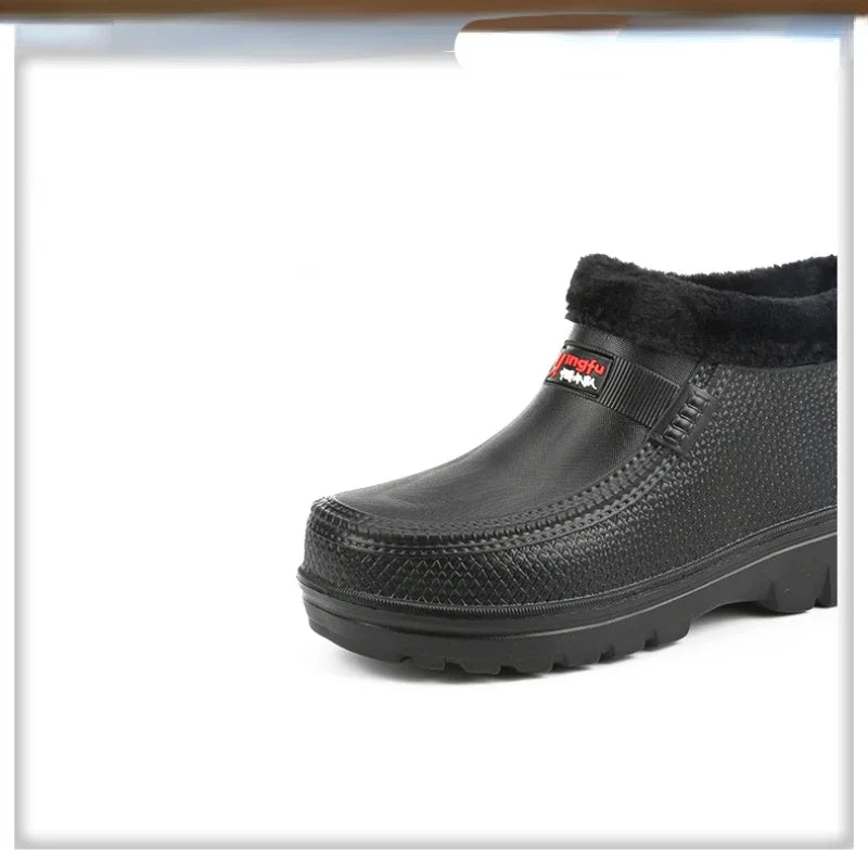 Winter Snow Boots Men's EVA Lightweight Waterproof Warm Work Shoes Outdoor Fishing Kitchen Car Wash Black Cotton Shoes for Men