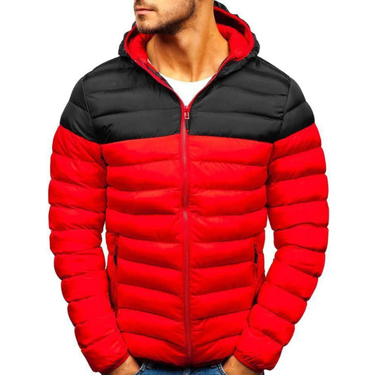 Autumn Winter Parkas Casual Male Patchwork Zip Up Long Sleeve Hooded Cotton Pad Coats Outwear BSD-M-07