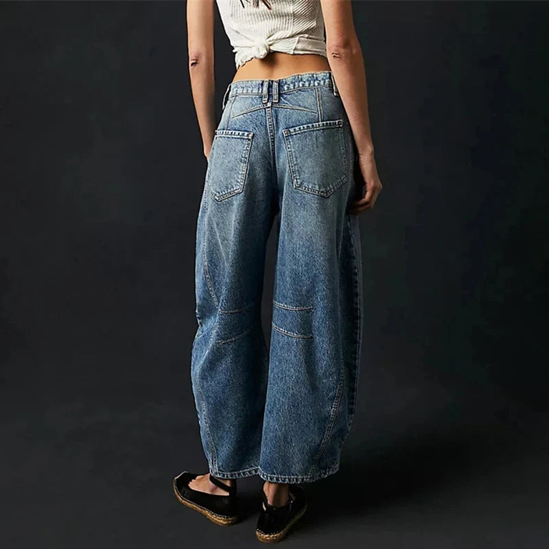 Pantalones vaqueros de pierna ancha para mujer, informales, holgados, de cintura baja, estilo boyfriend, con bolsillos, estilo Y2K