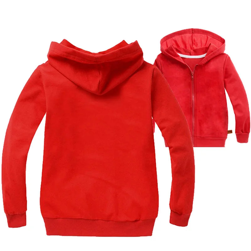 Spring Autumn Kids Baby Boys Coats Hooded Sweatshirt Girls Hoodies Children Jacket Toddler Outerwear Clothes Gray Blue Red 3-12T