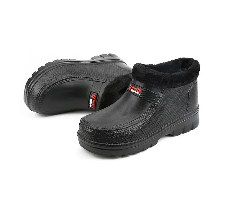 Winter Snow Boots Men's EVA Lightweight Waterproof Warm Work Shoes Outdoor Fishing Kitchen Car Wash Black Cotton Shoes for Men