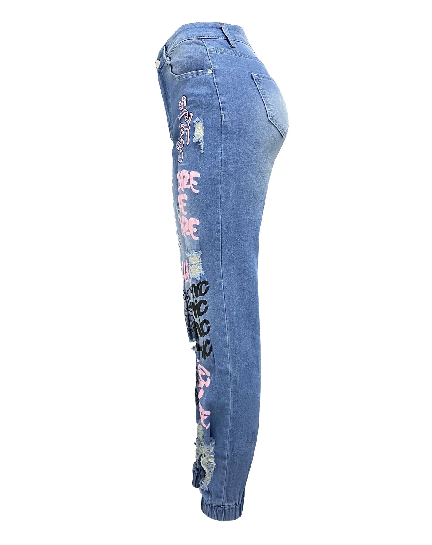 Pantalones vaqueros de mujer hasta los tobillos con estampado, agujeros, lápiz, bolsillos, lavados, ajustados, básicos, cierre de cremallera, primavera, planos, ligeramente elásticos.