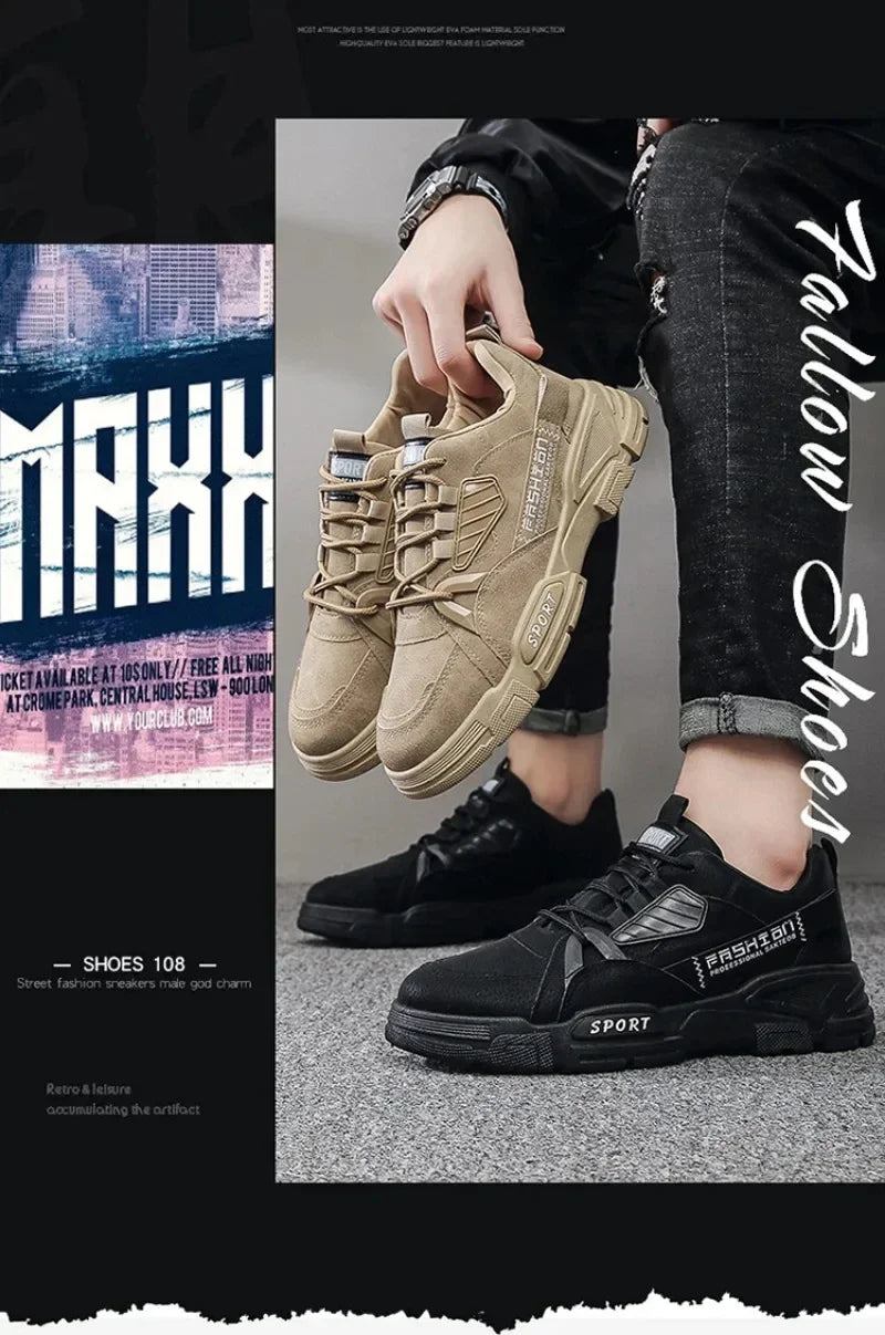 Zapatillas altas de plataforma para hombre - Botines de invierno con cordones, antideslizantes y cómodos, ideales para el trabajo. Tallas 39-44.