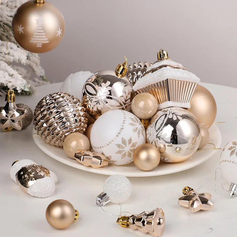 42PCS 6CM Christmas Ball Champagne Xmas Tree Hanging Pendant Ornaments 2025 Christmas Home Decoration 2026 New Year Party Gifts