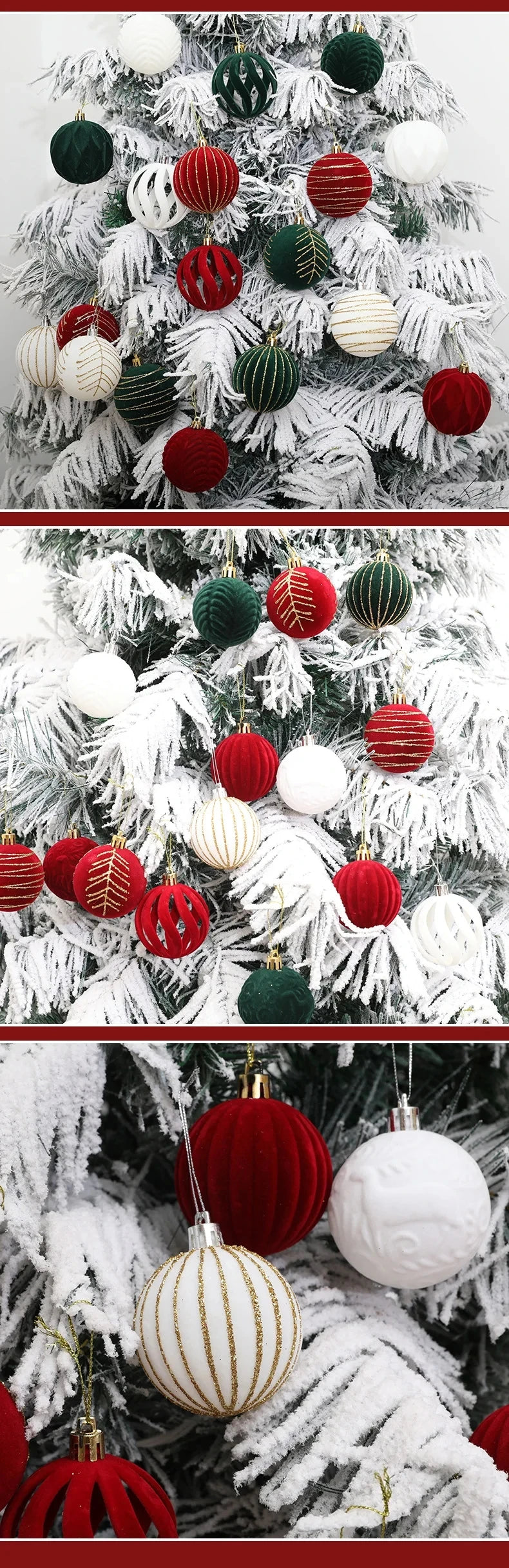 12/16 piezas de adornos navideños de bolas de color rojo vino de 6 cm, con efecto nevado, para árbol de Navidad, fiestas, Año Nuevo, esferas navideñas colgantes.