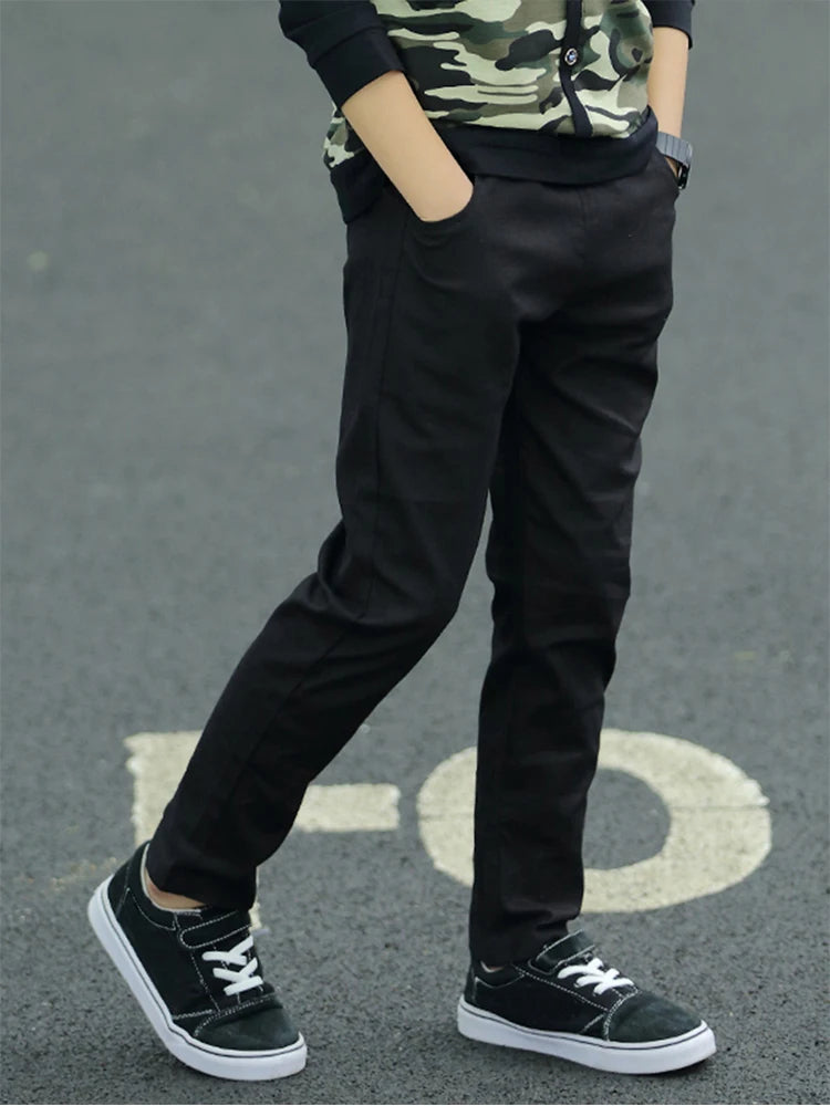 Pantalons pour enfants garçons mode décontractée, pantalon de costume slim noir