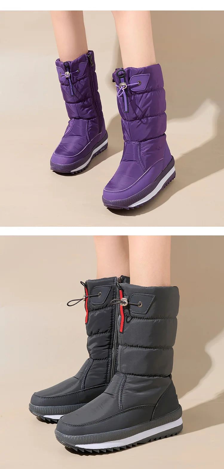 Women Winter Boots Platform Snow Boots Waterproof Non-slip Thick Plush Warm Mid-calf Boots for Women Winter Shoes