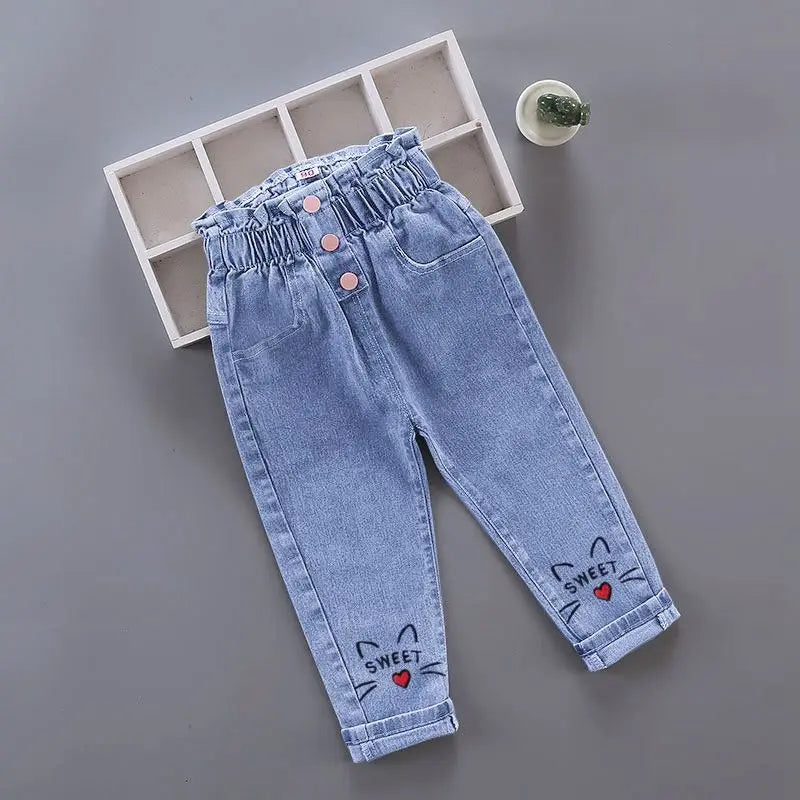 Pantalons pour filles, vêtements pour enfants, jeans pour enfants, pantalons en denim de cow-boy, vêtements de mode printemps-automne, streetwear décontractés, Harajuku