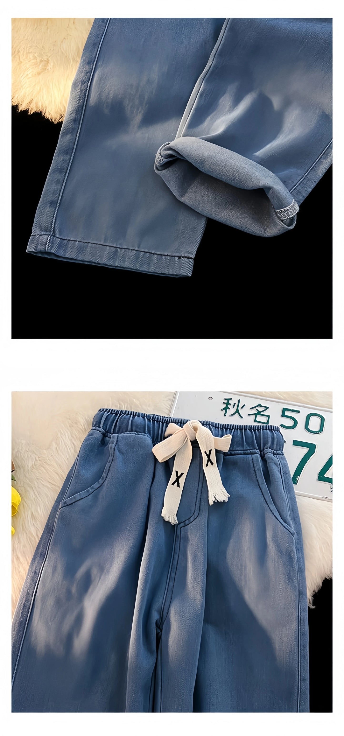2023 New Spring And Winter Wide-leg Jeans Women Loose Straight Leg All Draped Trousers Students High-waisted Nine-point Pants
