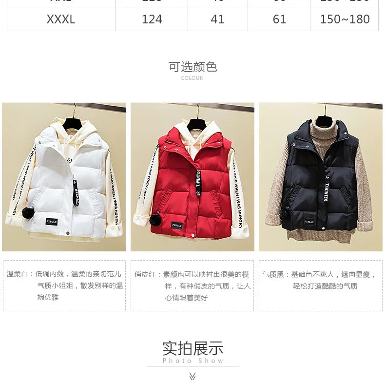 Woman Cotton Vest Winter Korean Style Buttons Zipper Solid Color High Neck Fashion woman's Vest Dropshipping Sale LDY002