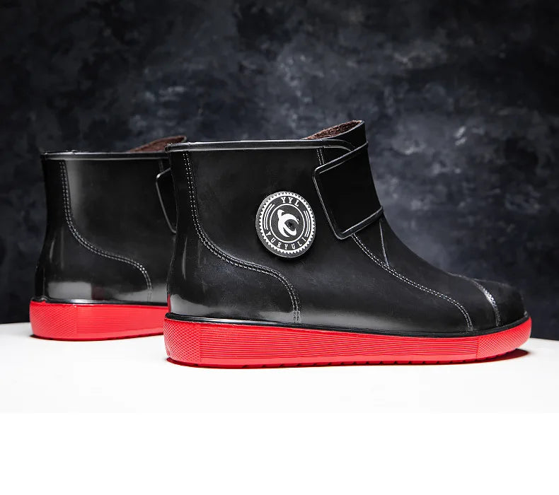 Bottes de pluie pour hommes, imperméables, antidérapantes, semelles en caoutchouc, chaussures de pluie d'extérieur pour la pêche et l'escalade