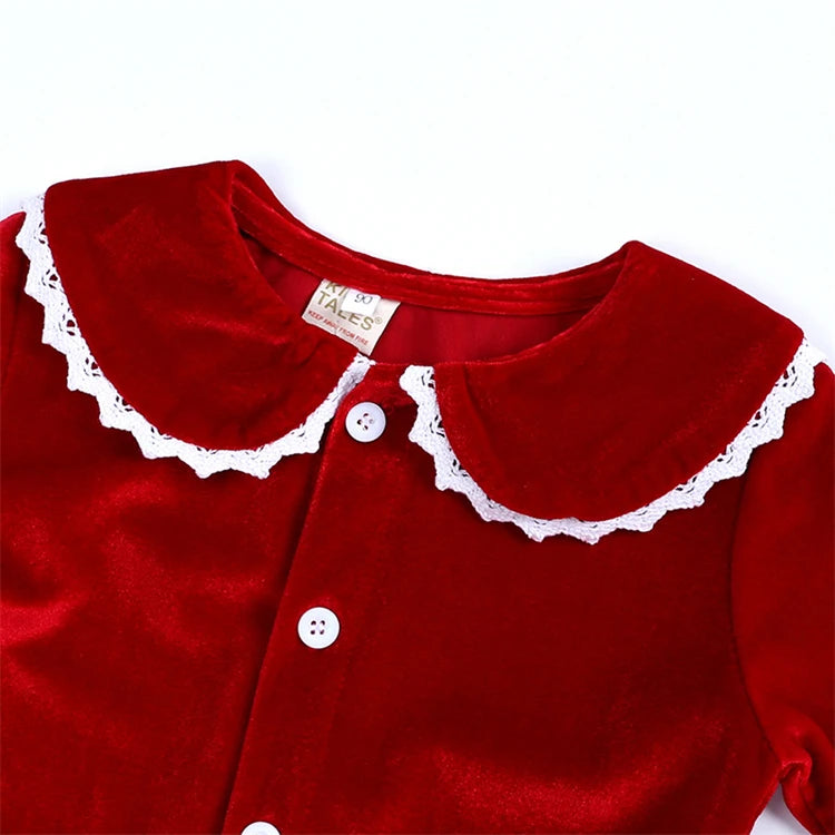 Christmas Baby Boy Girl Red Pajamas Sets For New Year Velvet Kids Family Match Pyjamas Bathrobe Outfits Children Pjs Homewear