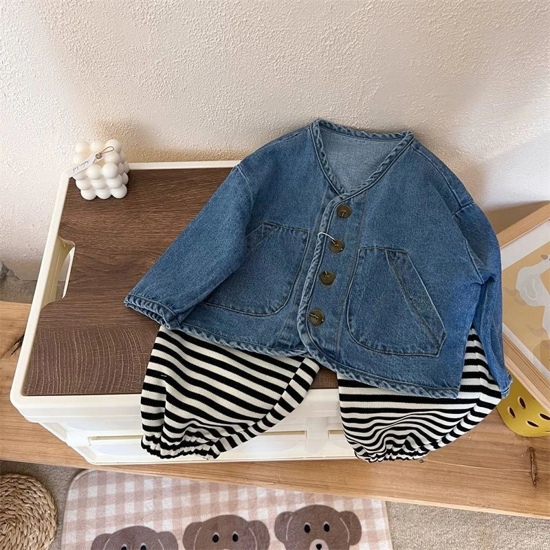 Kids Coats Cowboy New Spring Autumn Fashino Korean Casual Baggy Long Sleeve
