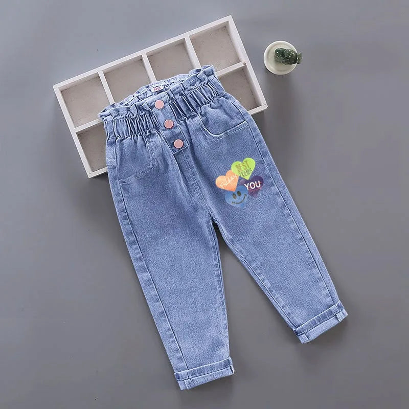 Pantalons pour filles, vêtements pour enfants, jeans pour enfants, pantalons en denim de cow-boy, vêtements de mode printemps-automne, streetwear décontractés, Harajuku