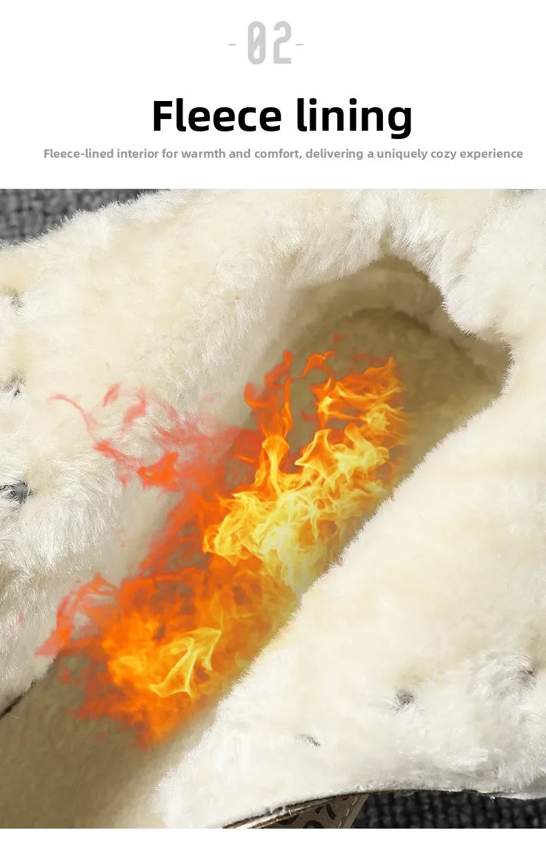 Botas nuevas para hombre, de invierno, de felpa, para la nieve, estilo casual, para exteriores, con cordones, cálidas, antideslizantes, hasta el tobillo.