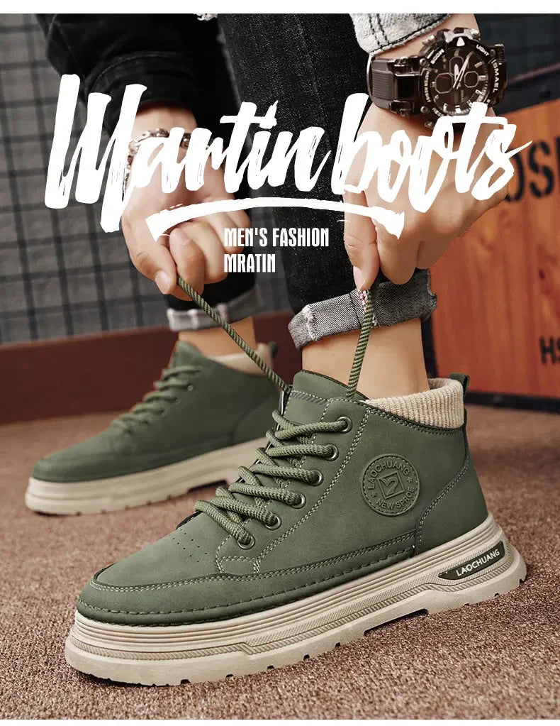 Botas vaqueras para hombre, versátiles, de caña alta, deportivas, informales, para entrenamiento, de moda para exteriores, resistentes al desgaste, para correr, botas de motociclista