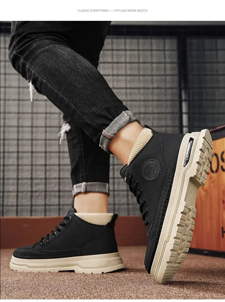 Botas vaqueras para hombre, versátiles, de caña alta, deportivas, informales, para entrenamiento, de moda para exteriores, resistentes al desgaste, para correr, botas de motociclista