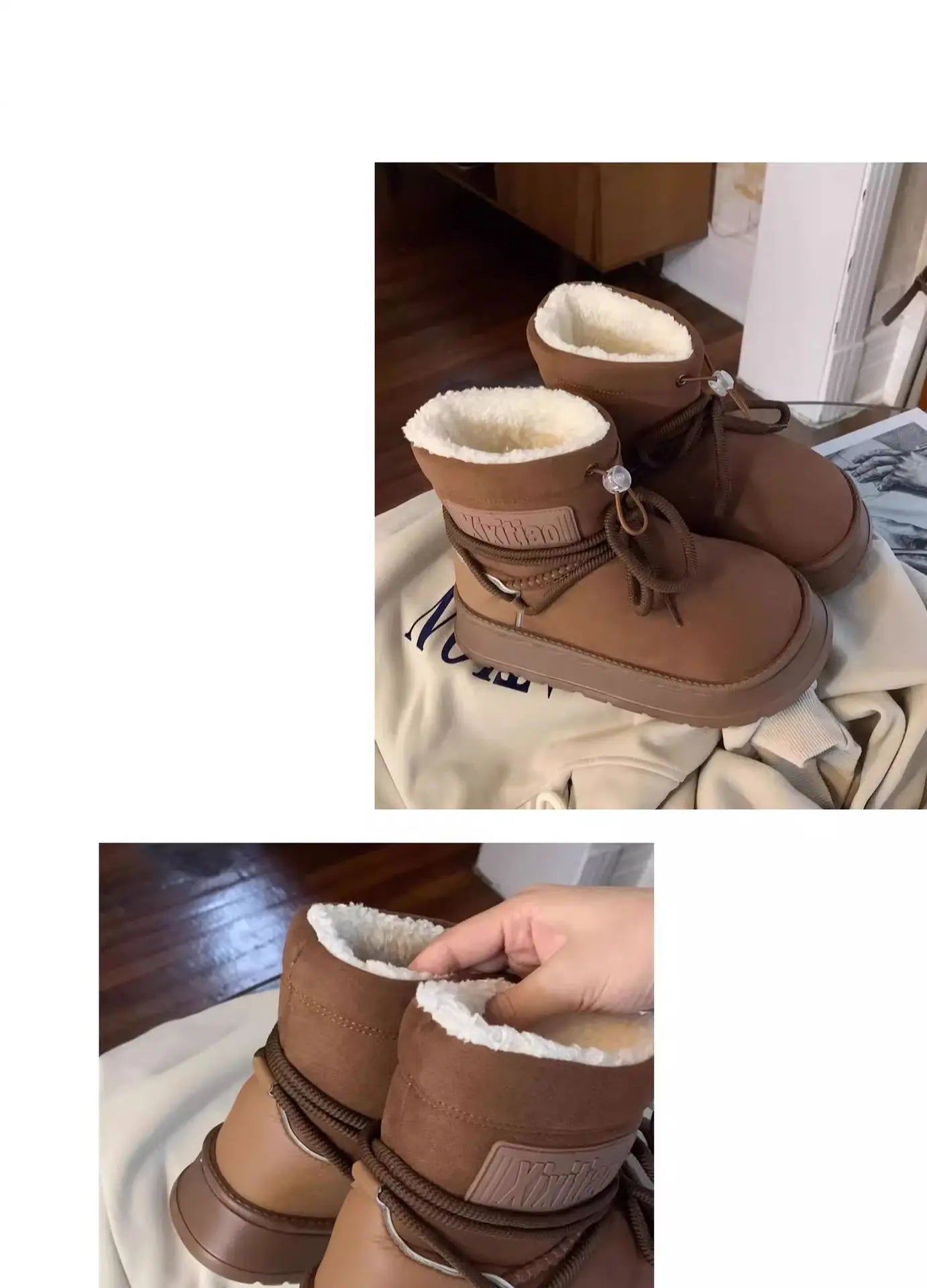 Women’s Snow Boot With Waterproof Lace Up Mid-Calf Outdoor Winter Deep Tread Rubber Sole