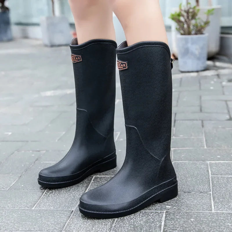 Women's Fashion Rain Boots Classic British Commuter Water Boots High Rubber Non-slip Boots Rain Boots Women