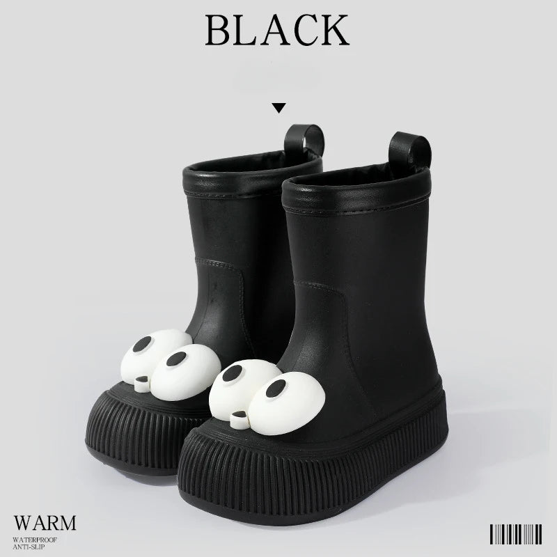 Botas de lluvia para mujer, impermeables, ligeras, con ojales grandes y asas fáciles de poner, resistentes al agua, de altura media.