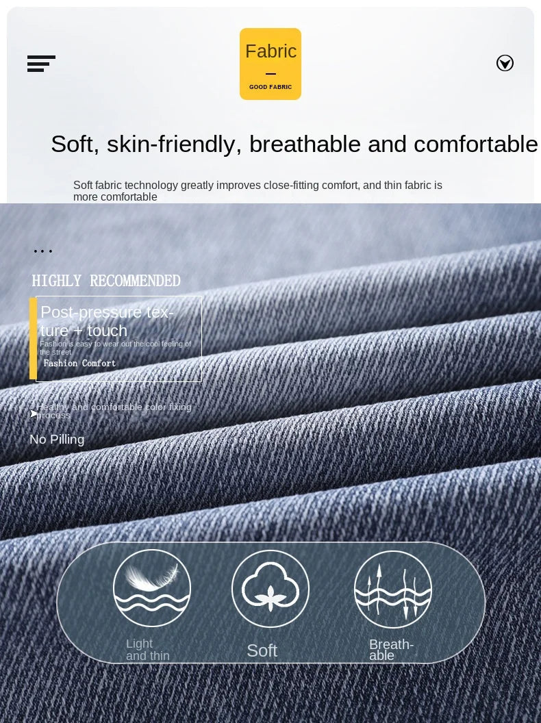 2023 New Summer Thin Style Korean Street LUXURY Work Pants Men's Elastic Waist Jogger Jeans for Work Wear Clothing Denim Jeans