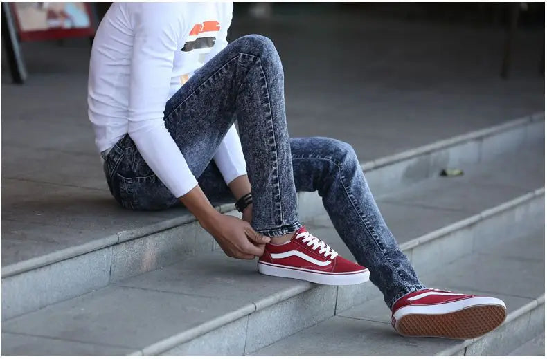 Harajuku Fashion Men's Jeans Stretch  Luxury Clothes for Men Korean Style Streetwear Cowboy Solid Snowflake Skinny Denim Pants