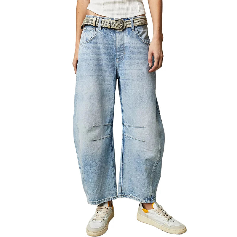 Pantalones vaqueros de pierna ancha para mujer, informales, holgados, de cintura baja, estilo boyfriend, con bolsillos, estilo Y2K