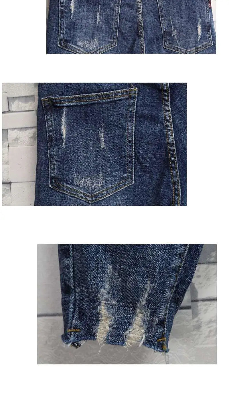 Spring Summer Work Wear Men Luxury Casual Fashion Korean Style Clothes Hip-hop Jeans Slim Japanese Streetwear Beggar Feet Pants