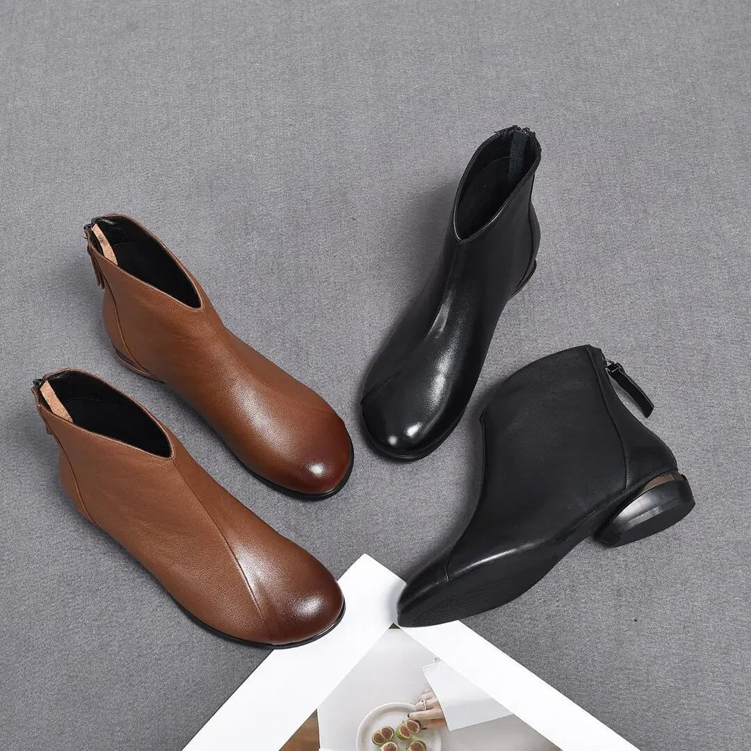 Ankle Boots Ladies England Ladies Autumn Winter Short Boats Women Casual Daily Comfort Pu Leather Low Heel Casual Women's Shoes