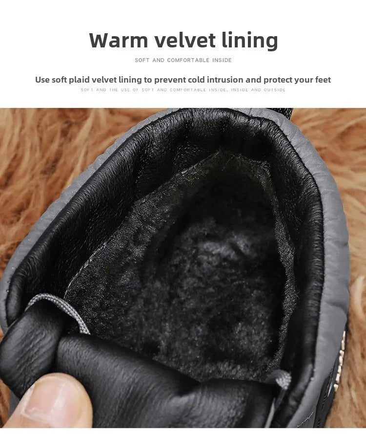 Classics Men's Soft Plush Ankle Boots Waterproof Snow Boots Designer Warm Platform Boots Versatile Lace Up Flats Hiking Boot