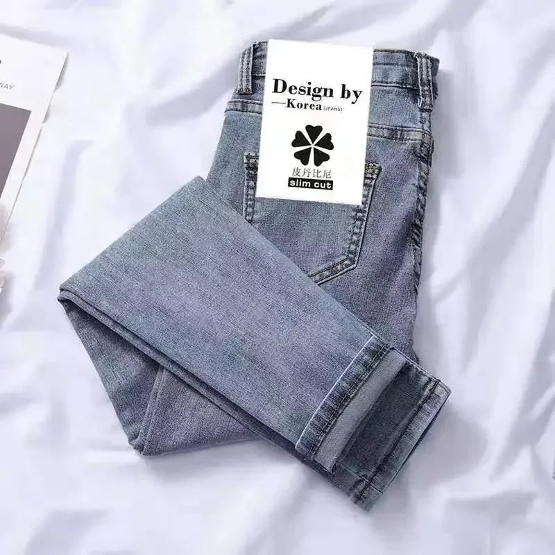 High Waist Jeans Denim Women Spring and Summer  New Outer Wear Thickening Tight Elastic All-match Pencil Pants