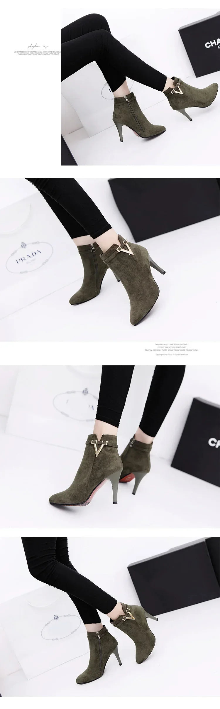 Botas de tacón fino de aguja con punta puntiaguda de piel sintética con cremallera, sexys, hasta el tobillo, para mujer, tacones altos rojos de 9 cm, para primavera y otoño, talla 40