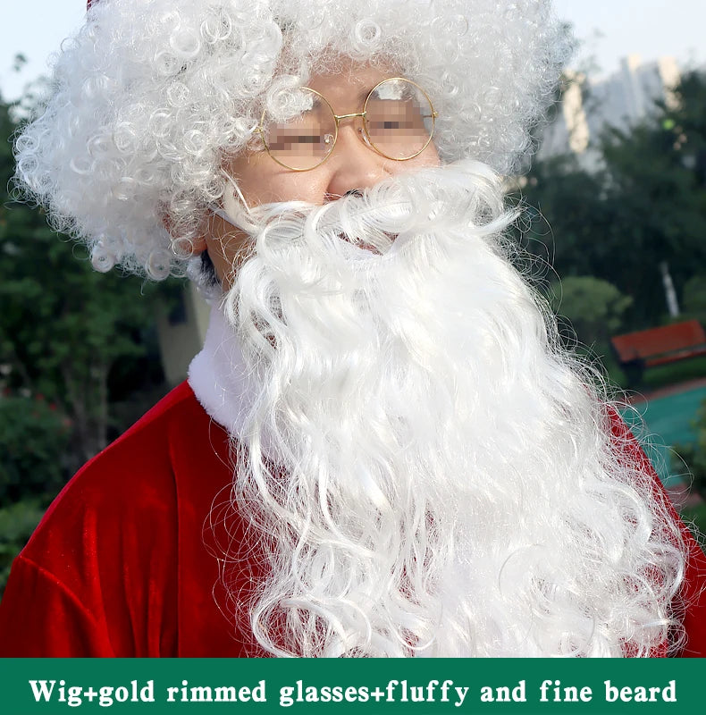 Ensemble Père Noël en velours doré, vêtements chauds de Noël pour hommes, costume de cosplay pour adultes