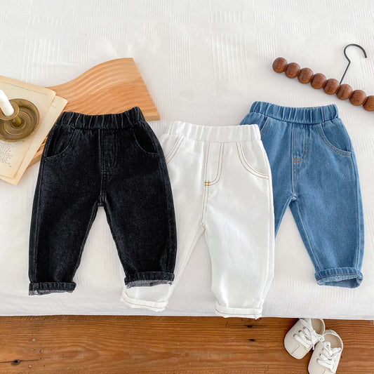 Pantalones vaqueros de moda coreana para niños, pantalones para bebés, niños y niñas, otoño, casuales, versátiles, unisex, para bebés de 1 a 6 años