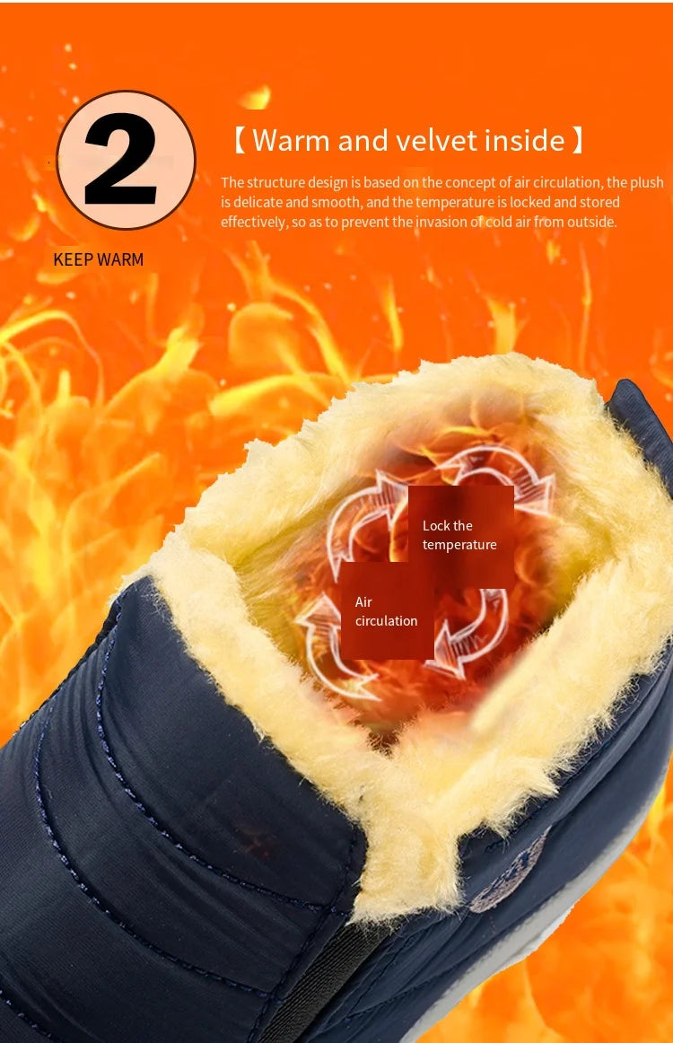 Botas de invierno para hombre, impermeables, de algodón, ligeras, sin cordones, planas, hasta el tobillo, tallas grandes 47, unisex, para la nieve.