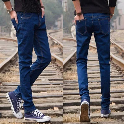 Pantalones vaqueros negros informales para hombre, primavera verano 2019, estilo coreano, a la moda, para estudiantes, que suavizan la silueta.