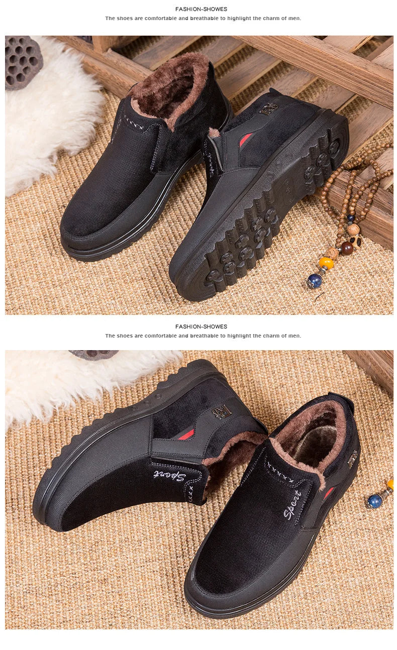 Winter Men Boots Waterproof Snow Boots Warm Fur Casual Men Shoes Antislip Ankel Boots Plush Cotton Shoes 2024