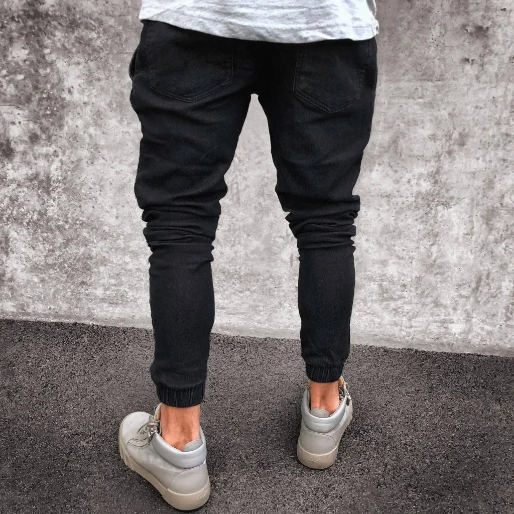 Denim Pencil Pants Men Vintage Washed Jeans High Waist Pockets Zipper Fly Basics Ankle Length Trousers 2025 Casual Long Denims