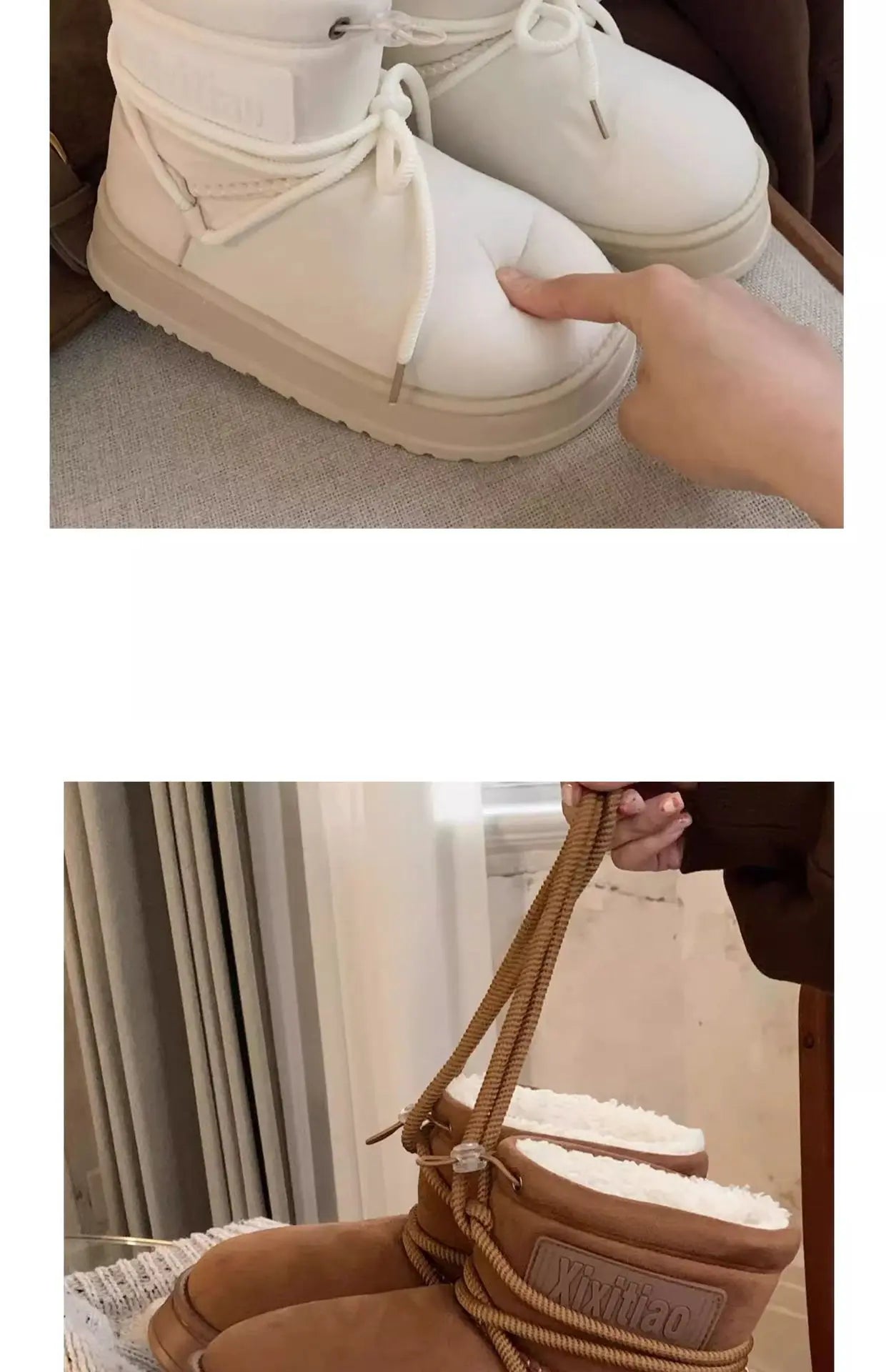 Women’s Snow Boot With Waterproof Lace Up Mid-Calf Outdoor Winter Deep Tread Rubber Sole