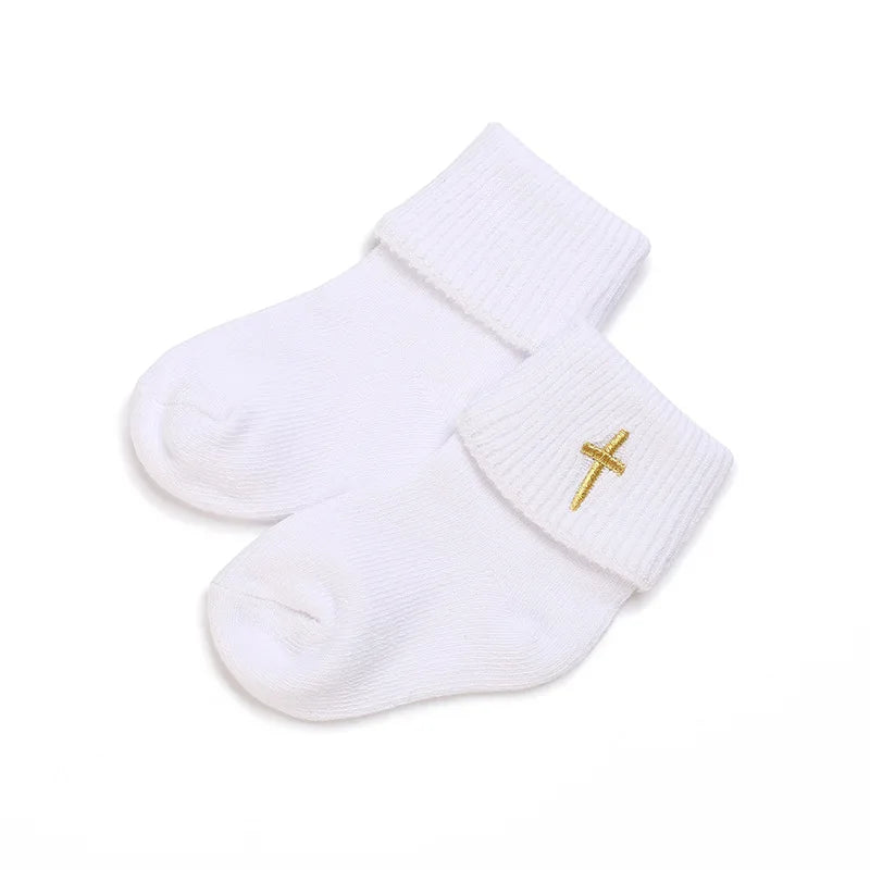 0-2 Years Old Boys and Girls Short Socks Soft Cotton Baby Socks Newborn White Baptism Infant Daily Kindergarten Wear