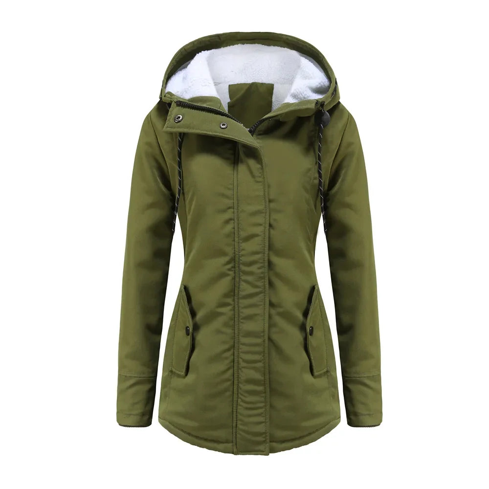 2023 Womens Parker Coat Autumn/winter Cotton-padded Jacket for Women Thickened Jacket Womens Casual Hooded Coat