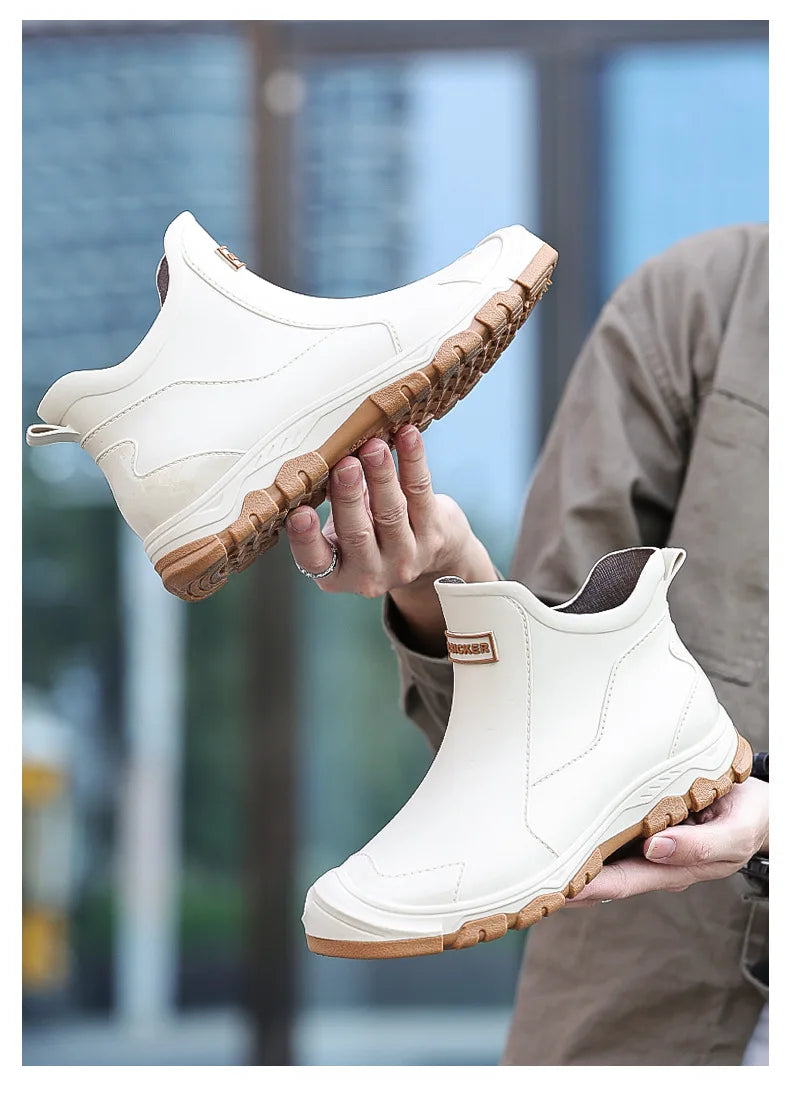 Botas de lluvia para hombre, ideales para primavera y otoño. Botas de goma resistentes e impermeables. Botas de lluvia de invierno con forro polar para hombre. Tallas grandes. Calzado de protección laboral.