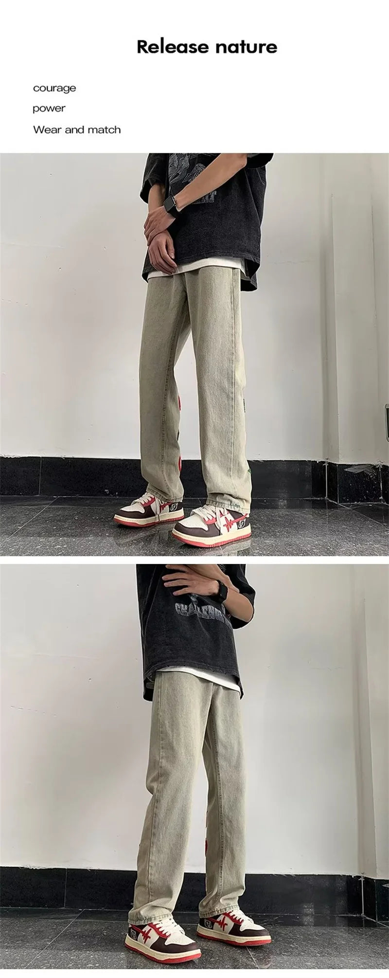 2025 New Goth Graffiti Embroidered Jeans Men High Street Harajuku Fashion Denim Trousers Hip Hop Y2K Vintage Jean pantalones