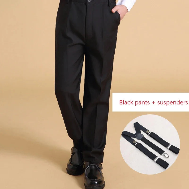 Pantalones para niños y niñas, pantalones escolares negros, ropa deportiva, uniformes para bebés y niños, pantalones largos de estilo preppy.