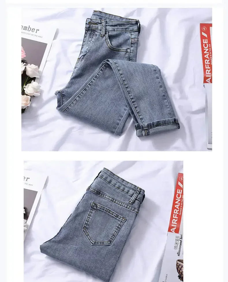 High Waist Jeans Denim Women Spring and Summer  New Outer Wear Thickening Tight Elastic All-match Pencil Pants