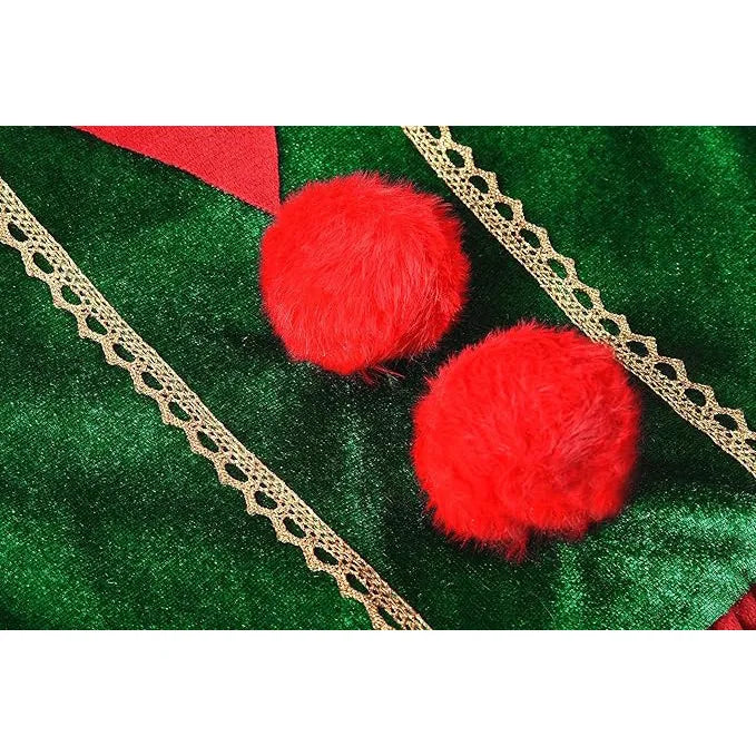 Déguisements de lutin de Noël pour filles et maman, ensemble deux pièces assorti (robe, chapeau, chaussettes, chaussures et ceinture). Cadeau idéal pour les fêtes.