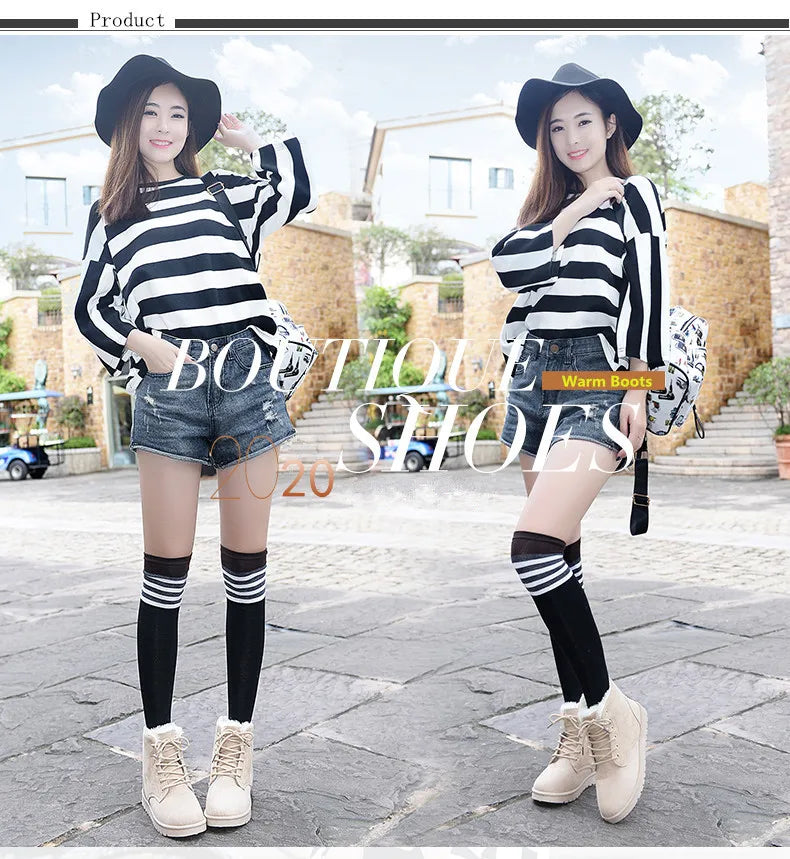 New Fashion Women Boots Winter Snow Boots Female Boots Warm Lace Flat with Women Shoes Tide Shoes Hot Sale 35-40