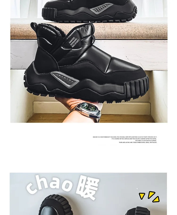 Winter men's thick-soled high-top cold-resistant snow boots, piled and thickened warm cotton shoes, non-slip men's boots